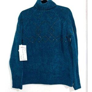 Sarah Bentley Teal Turtleneck Sweater L 100% Acrylic Womens Knitwear